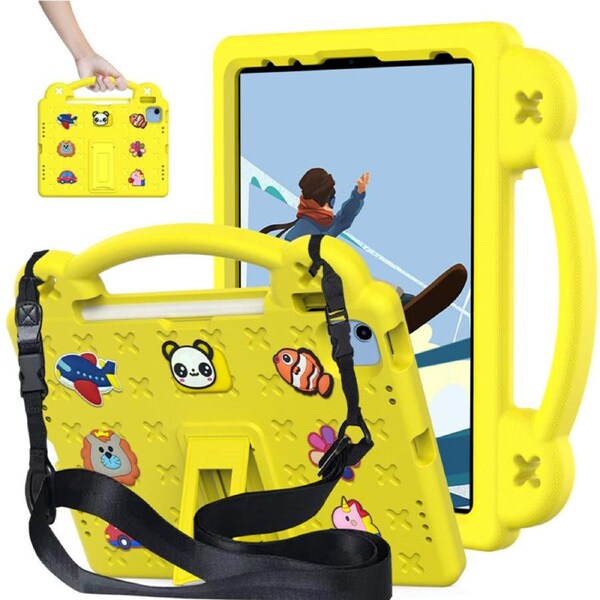 Nevenka Bear Rugged Tablet Case with Stand and Shoulder Strap for Apple iPad 10 10.9 InchYellow