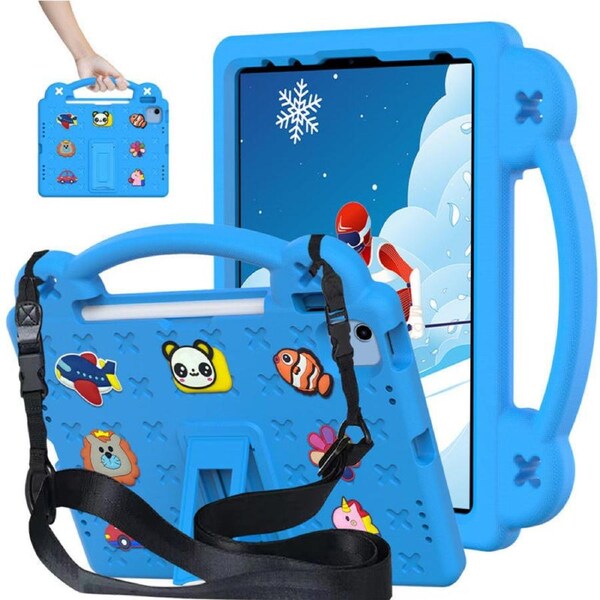 Nevenka Bear Rugged Tablet Case with Stand and Shoulder Strap for Apple iPad 10 10.9 InchSky Blue
