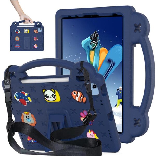 Nevenka Bear Rugged Tablet Case with Stand and Shoulder Strap for Apple iPad Pro 11-Navy Blue