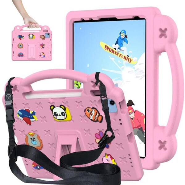 Nevenka Bear Rugged Tablet Case with Stand and Shoulder Strap for Apple iPad 10 10.9 Inch-Pink