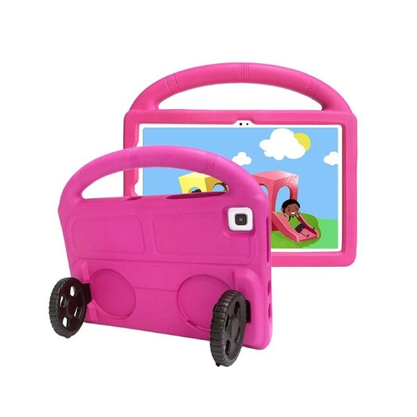 Nevenka Car Wheel-Shaped Shockproof Case for Lenovo TB-X606F/X 10.3 Inch with Foldable Stand Handle Kids Gifts-Rose