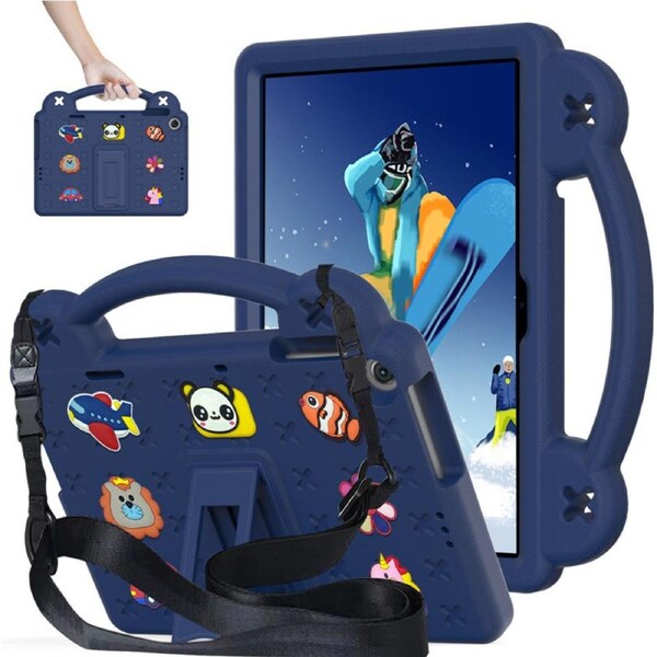 Nevenka Bear Rugged Tablet Case with Stand and Shoulder Strap for Lenovo M10 HD 2nd-Navy Blue