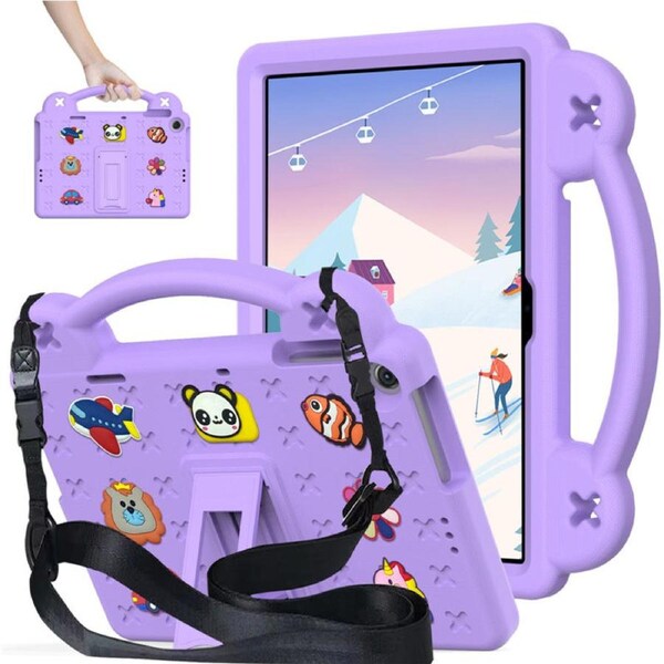 Nevenka Bear Rugged Tablet Case with Stand and Shoulder Strap for Lenovo M10 HD 2nd-Light Purple
