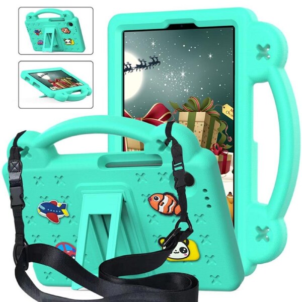 Nevenka Bear Rugged Tablet Case with Stand and Shoulder Strap for Samsung Galaxy Tab A9 X115 8.7 Inch-Mint Green