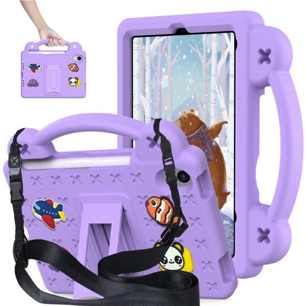 Nevenka Bear Rugged Tablet Case with Stand and Shoulder Strap for Apple iPad Mini6 8.3 Inch 2021-Light Purple