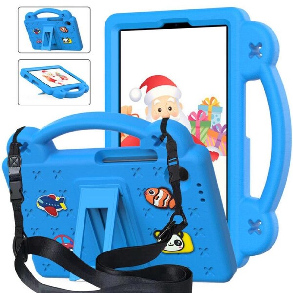 Nevenka Bear Rugged Tablet Case with Stand and Shoulder Strap for Samsung Galaxy Tab A9 X115 8.7 Inch-Sky Blue