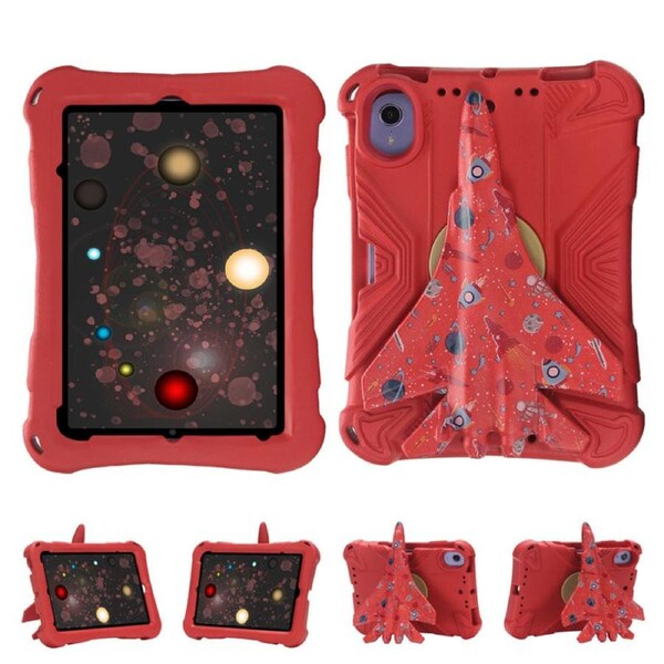 Nevenka EVA Tablet Case with Rotatable Airplane-Shaped Stand Colorful Shockproof Case for iPad mini 6/5/4/3/2/1-Red
