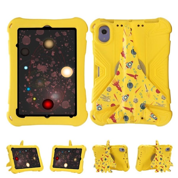 Nevenka EVA Tablet Case with Rotatable Airplane-Shaped Stand Colorful Shockproof Case for iPad mini 6/5/4/3/2/1-Yellow