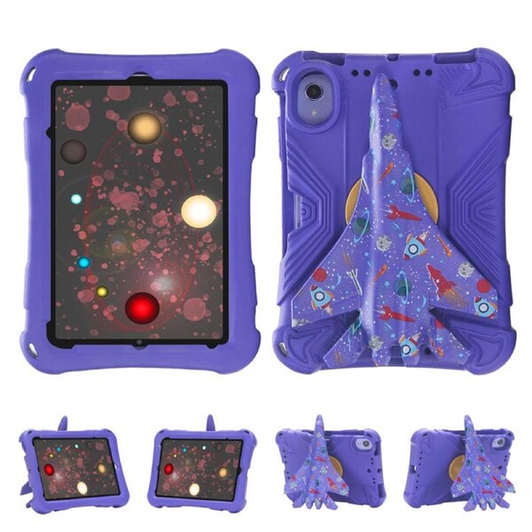 Nevenka EVA Tablet Case with Rotatable Airplane-Shaped Stand Colorful Shockproof Case for iPad mini 6/5/4/3/2/1-Purple