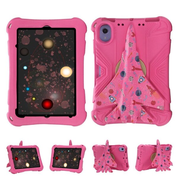 Nevenka EVA Tablet Case with Rotatable Airplane-Shaped Stand Colorful Shockproof Case for iPad mini 6/5/4/3/2/1-Rose