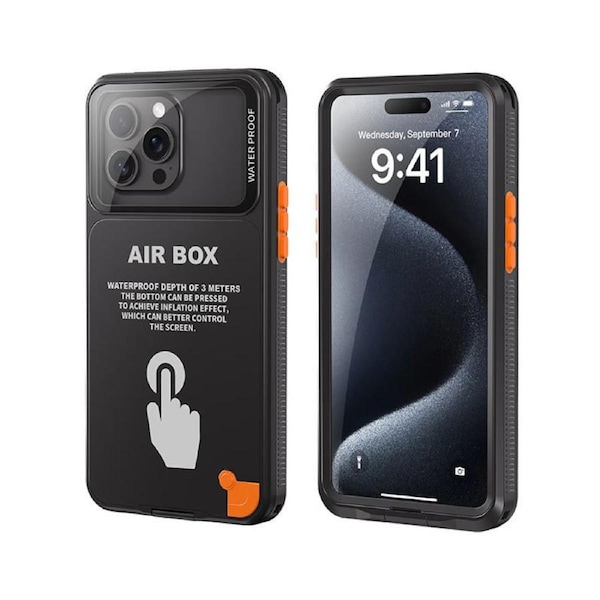 Nevenka Waterproof Phone Case Underwater Snorkeling Case for 6.7in iPhone 15PM 14PM 15PLUS 14PLUS Diving Beach Essentials-Black