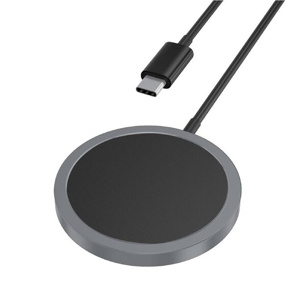 iQuick 15W Fast Charging Magnetic Wireless Aluminum Alloy Phone Charger Pad Charge - Black