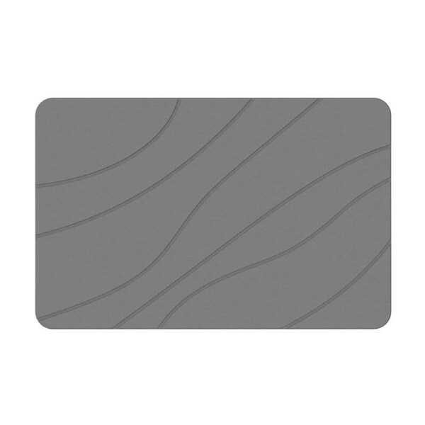 Hard Diatomite Bath Mat Stone Super Dry Anti-Slip Foot Shower Mats in Dark Grey