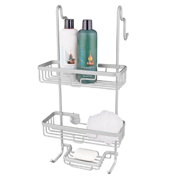 D.line Aluminium Hanging Over the Door Shower Caddy Organiser 58x28cm Grey