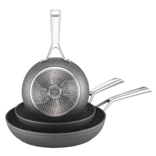 3pc Essteele Per Bellezza 20/24/30cm Non-Stick Open Skillet Triple Pack Grey