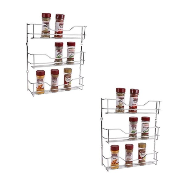 2PK Entrée 3-Tier Wall Mount Spice & Seasoning 18 Bottle Rack/Storage Organiser