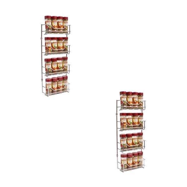 2PK Entrée 4-Tier Wall Mounted Spices 16 Bottle Rack/Storage Organiser Chrome