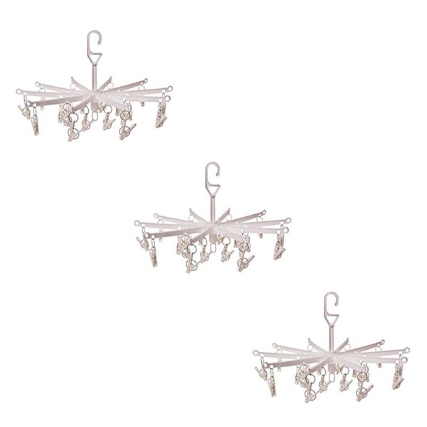 3PK D.line Portable Foldable Hanging Clothes/Undergarment Hook Dryer 20 Pegs