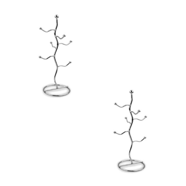 2PK Entrée Wiggly Mug Tree Cup Storage Holder Stand Kitchen Organiser Chrome