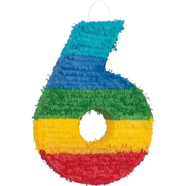Rainbow Stripe Number 6 Pinata