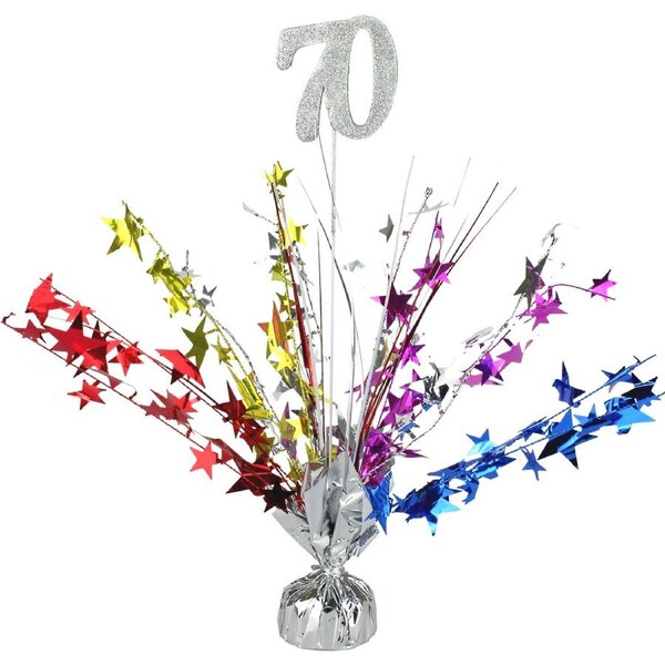 70th Birthday Multicoloured Star Spray Centrepiece