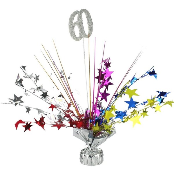 60th Birthday Multicoloured Star Spray Centrepiece