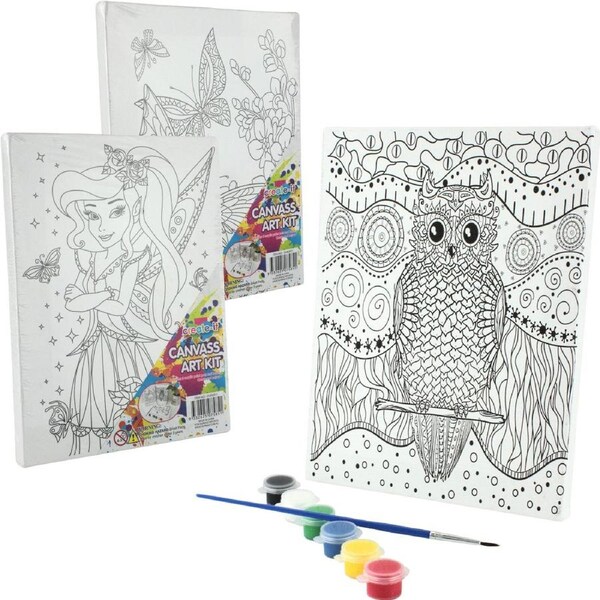 Kids Colour Your Own Canvas Art Set