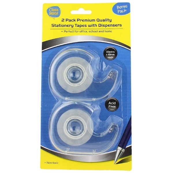 Sticky Tape Dispensers with Tape (Pack of 2)