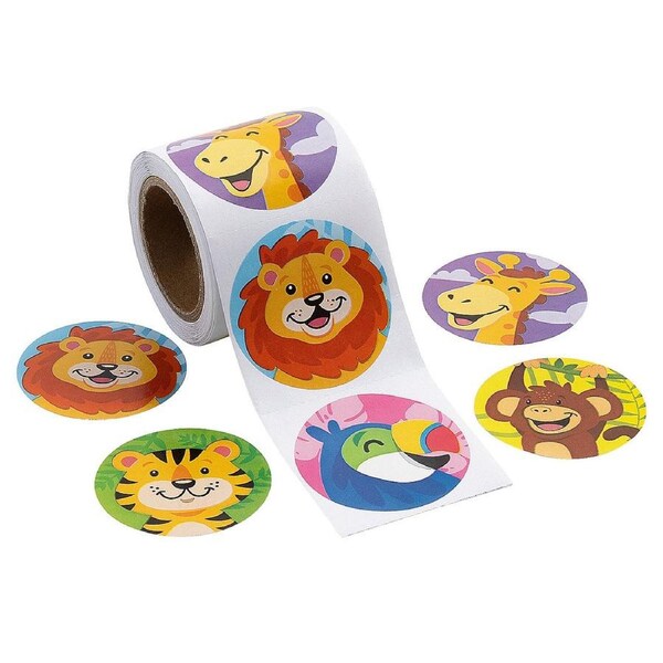 Zoo Animal Stickers (Roll of 100)