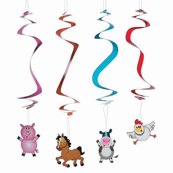 Farm Animal Swirl Decorations (Pack of 12)