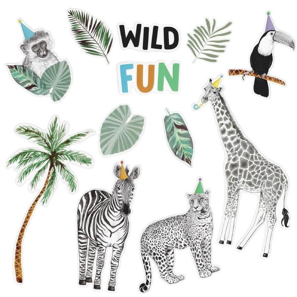Wild Jungle Party Cutout Wall Decorations (Pack Of 12)
