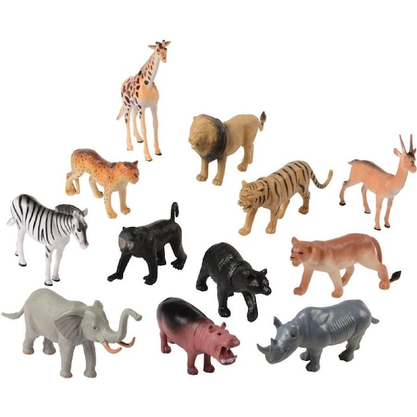 Large Wild Animal Plastic Toys (Pack of 12)