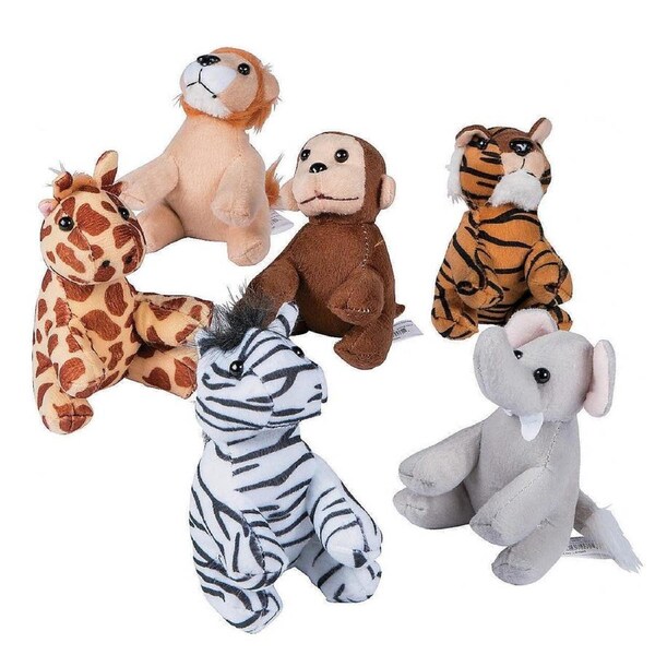 Mini Stuffed Zoo Animals (Pack of 12)