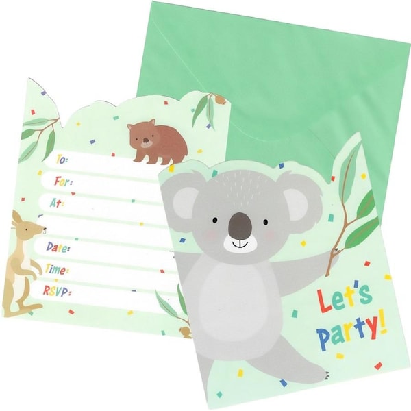 Australian Bush Buddies Party Invitations (Pack of 8)