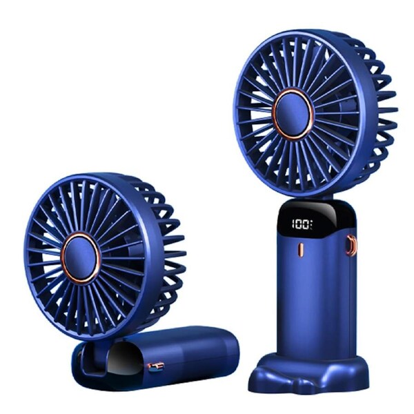 ZUSLAB Portable Fan, 5 Speeds & Digital Display, Foldable 3in1 Handheld/Neck/Desk Fan - Blue