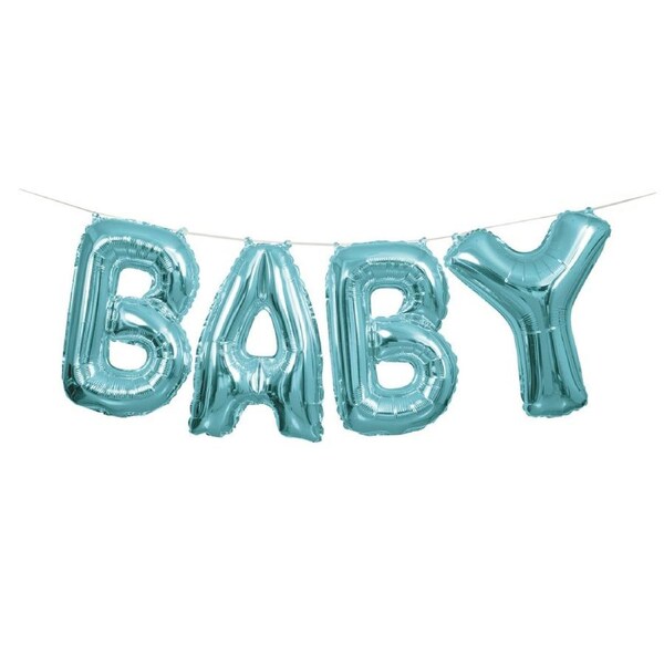 Blue Baby Foil Letter Balloon Banner (Air Fill)