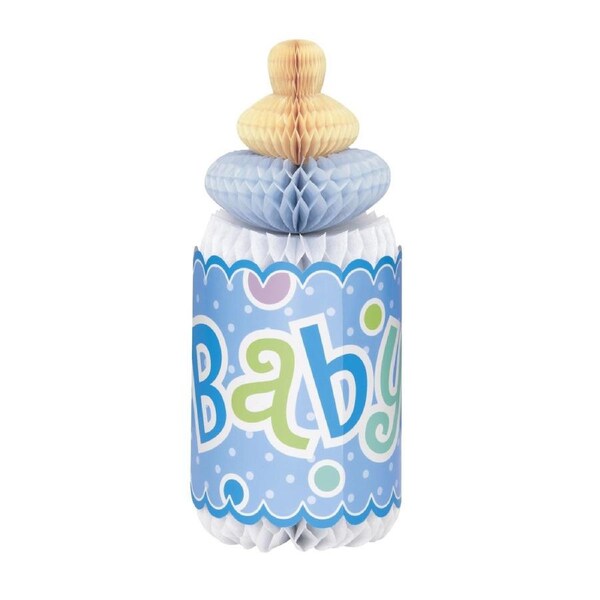 Blue Baby Bottle Honeycomb Centrepiece