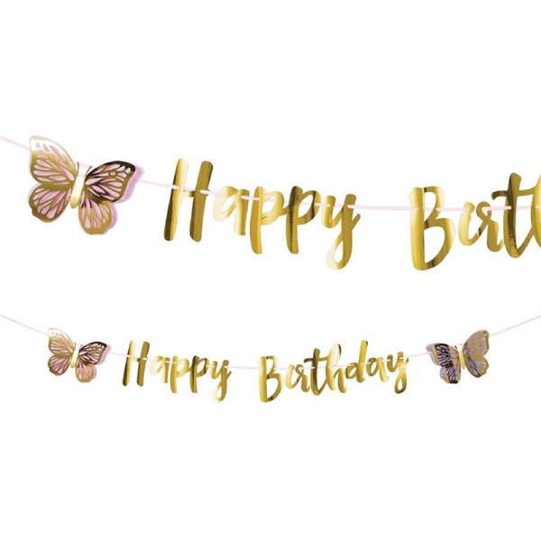 Butterfly Shimmer Happy Birthday Letter Banner
