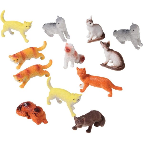 Mini Plastic Cats (Pack of 12)