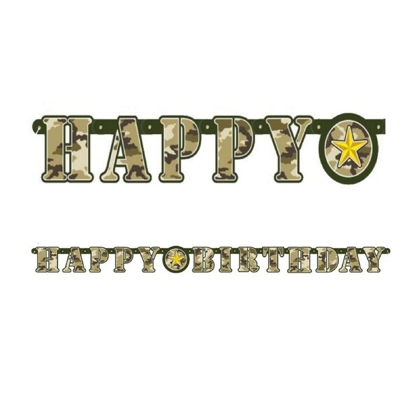 Military Camo Happy Birthday Banner