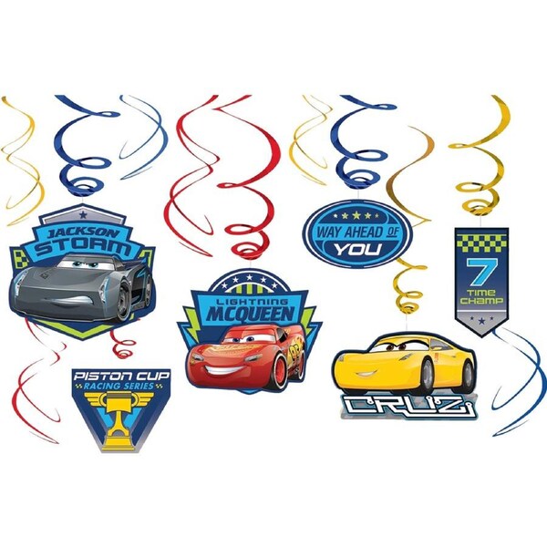 Cars 3 Swirl Decorations (Pack of 12)