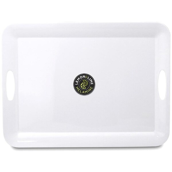 White Rectangular Melamine Platter with Handles 50cm x 37cm