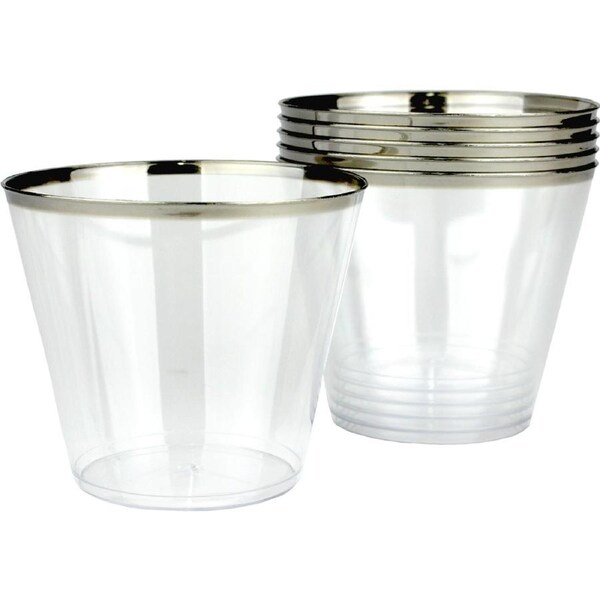 Silver Trim Tumbler Cups (Pack of 6)