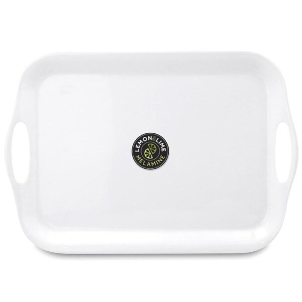 White Rectangular Melamine Platter with Handles 41cm x 28.5cm