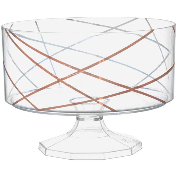 Rose Gold Geometric Pedestal Plastic Bowl 15cm
