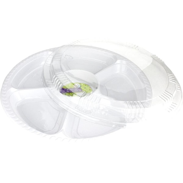 Plastic Chip and Dip Platter with Lid (5 Section)
