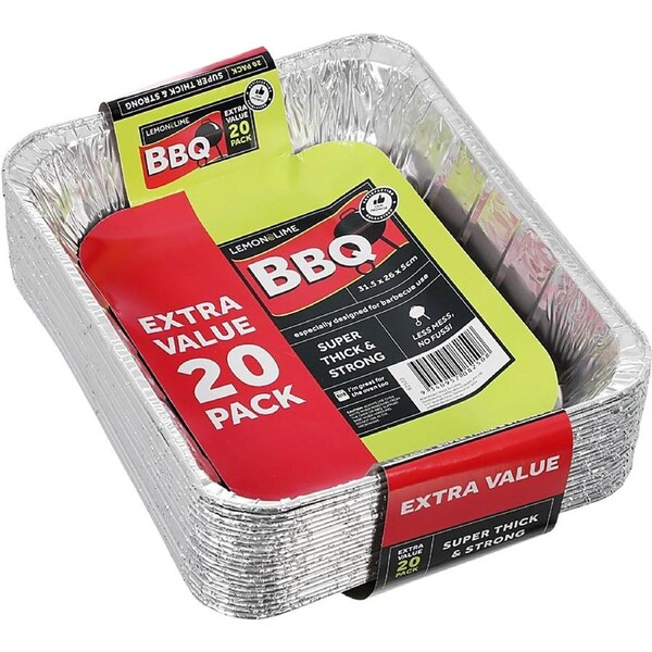 Foil BBQ Trays 31.5cm x 26cm x 5cm (Pack of 20)