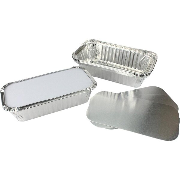 Foil Trays with Lids 20.5cm x 11cm x 5.5cm (Pack of 4)