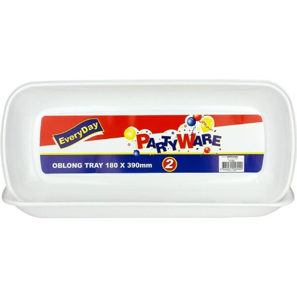 Oblong Plastic Serving Trays 180mm x 390mm (Pack of 2)