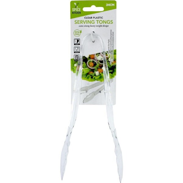 Clear Plastic Serving Tongs 24cm